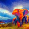 Colored Elephants paint by numbers