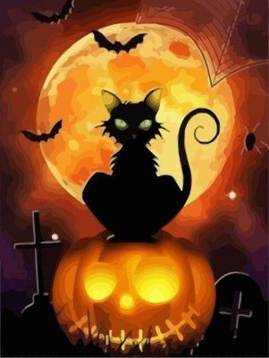 Halloween Cat paint by numbers