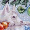 Husky Dog and Christmas Baubles paint by numbers