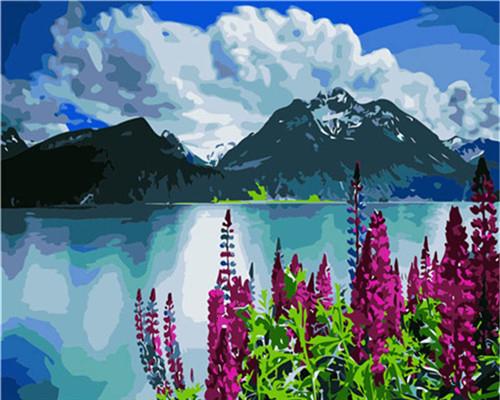 Mountains With Flowers paint by numbers