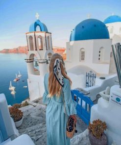 Blondy In santorini Greece paint by numbers