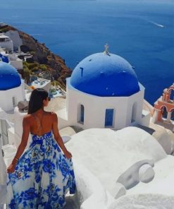 Woman Enjoying Santorini Paint by numbers