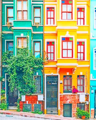 Colorful Houses paint by numbers