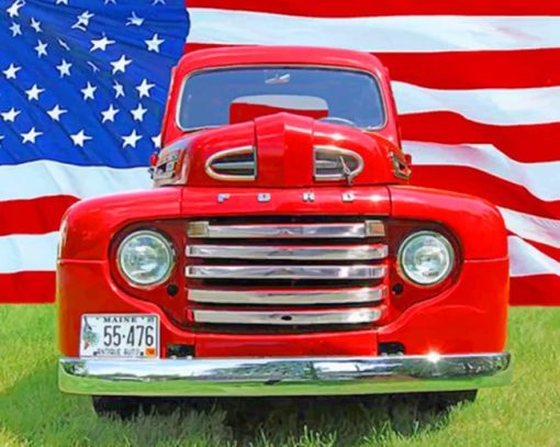 Old Truck And Flag paint by numbers