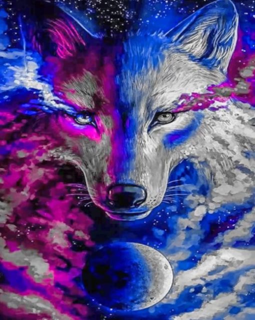 Blue And Purple Wolf Paint by numbers