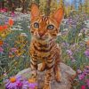 Bengal Cat And Flowers Paint by numbers