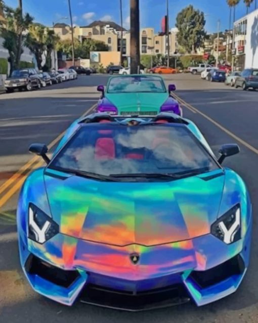 Colorful Lamborghini paint by numbers