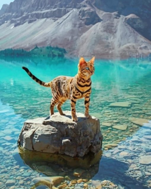 Bengal Cat In A Geographical Beauty Seascape paint by numbers