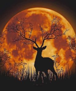 Night Moon Deer Silhouette paint by numbers