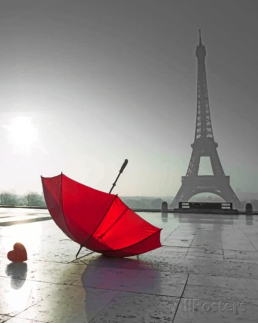 Red Umbrella In Paris paint by numbers