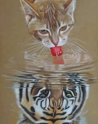 Tiger Water Reflection Paint by numbers