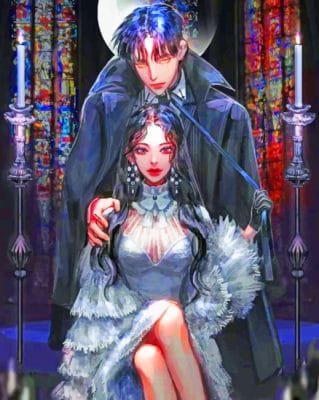 Vampire Guy With Anime Girl paint by numbers