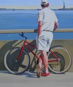 Vintage Man With His Bicycle paint by numbers