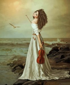 Vintage Violinist On The Beach paint by numbers