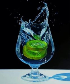 Kiwifruit In Water Glass Paint by numbers