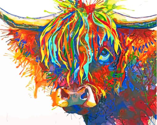 Colorful Cow paint by numbers