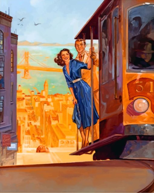 Couple on Tram paint by numbers