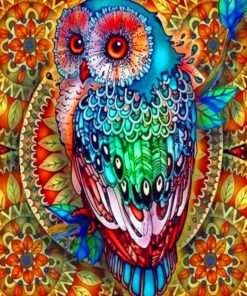 Colorful Mandala Owl paint by numbers