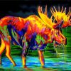 Colored Moose Art paint by numbers