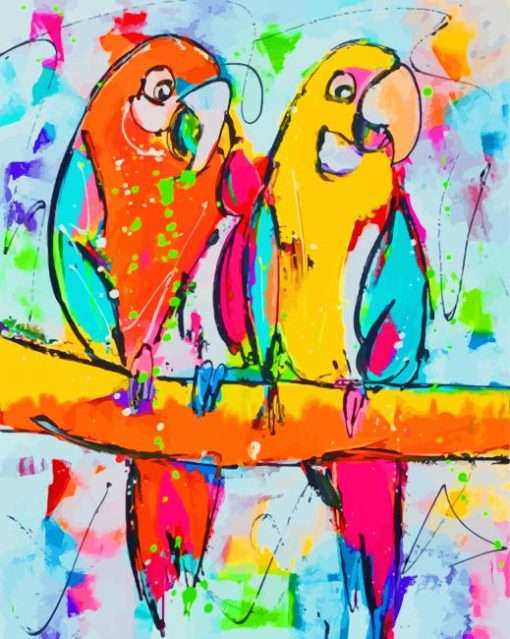 Colorful Parrots Art Paint by numbers