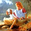 Little Girl And Dog Paint by numbers