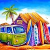 Surfboards And Camper Van Paint by numbers