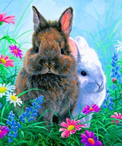 Bunny Rabbits In Garden Paint by numbers