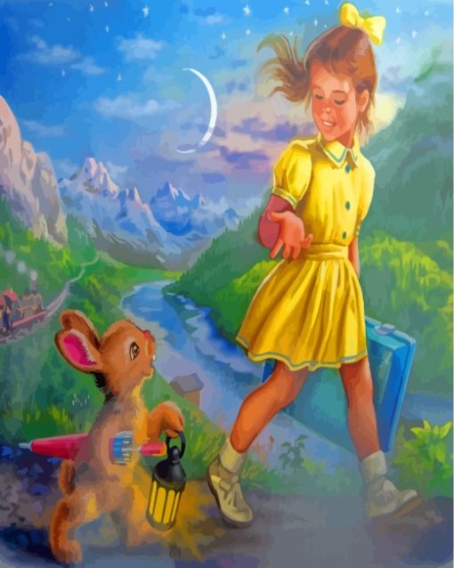 Little Girl And Rabbit Paint by numbers