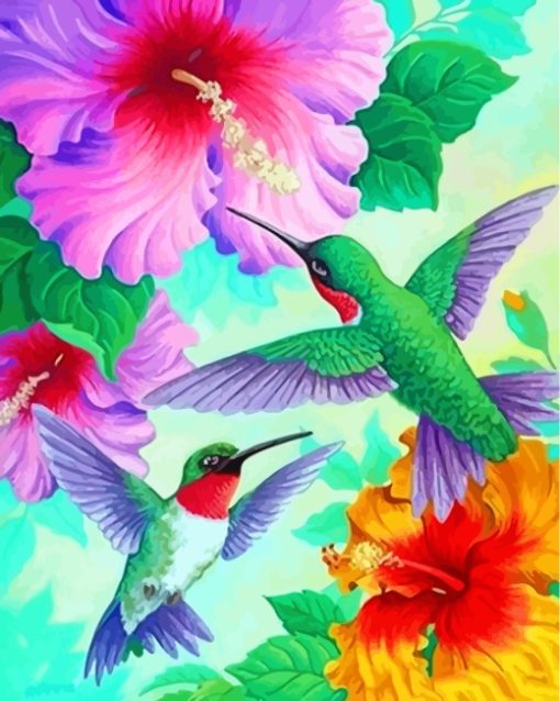 aesthetic-green-hummingbird-paint-by-numbers