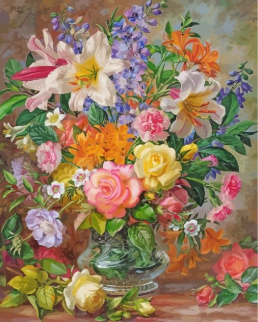 Blooming Flowers Vase Paint by numbers