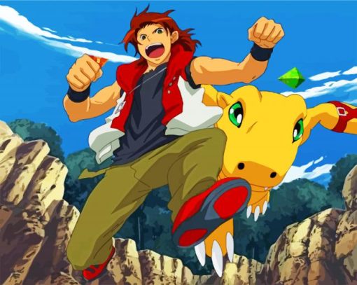 Masaru And Agumon Digimon Paint by numbers