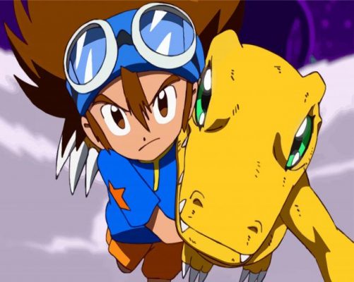 Tai Kamiya And Agumon Digimon Paint by numbers