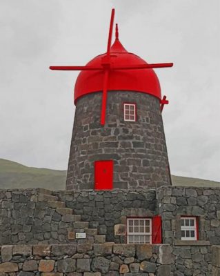 Azores Buildings Windmill Paint by numbers