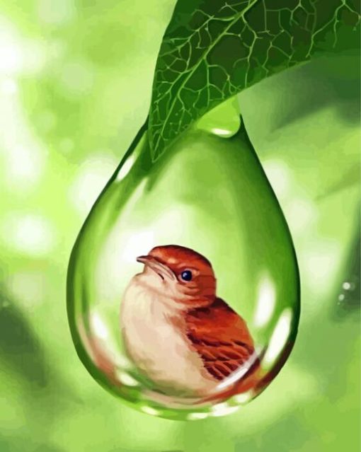 Bird In Bubble Drop Of Water Paint By Numbers