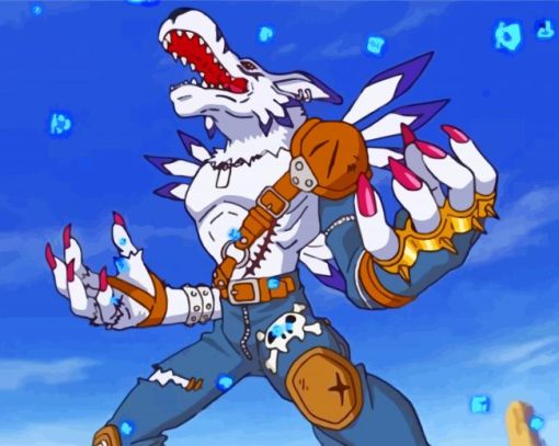 Digimon Weregarurumon Howls Paint by numbers