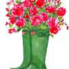 Green Boots And Flowers Paint By Numbers