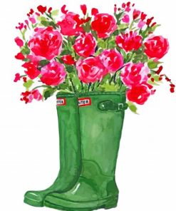 Green Boots And Flowers Paint By Numbers