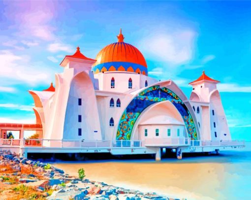 Melaka Straits Mosque Malaysia Paint By Number