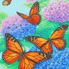 Monarch Butterflies And Blue Flowers Paint By Numbers