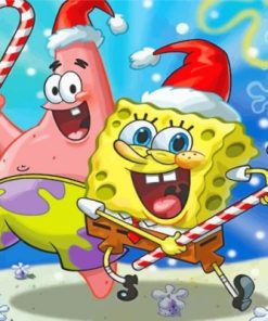 Spongbob And Patrick Christmas Paint By Number