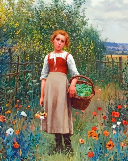 Girl In Garden Paint by number