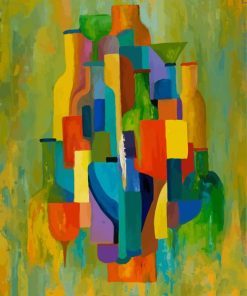 Abstract Bottles And Glasses paint by number