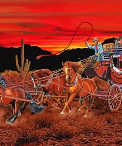 Aesthetic Stagecoach And Horses paint by number