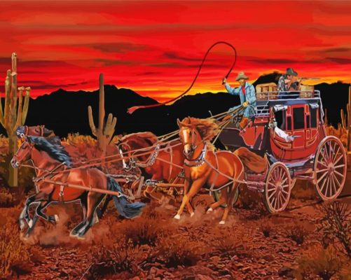 Aesthetic Stagecoach And Horses paint by number