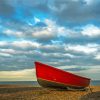 Beach With Red Row Boat paint by number