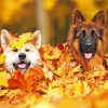 Dogs In Autumn Leaves paint by number