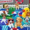 Dogs Swimming In Pool paint by number