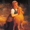 Girl With Sheep Illustration paint by number