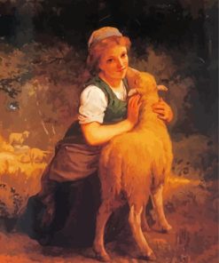 Girl With Sheep Illustration paint by number