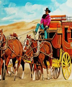 Stagecoach And Horses Art Paint by number